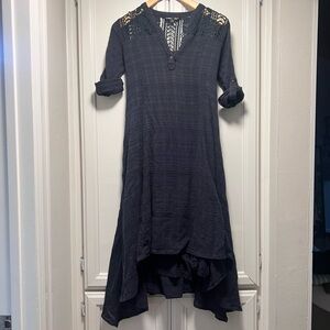 Anthropologie Gypsy 05 Global Village Boho Dress Asymmetrical Crochet Western XS